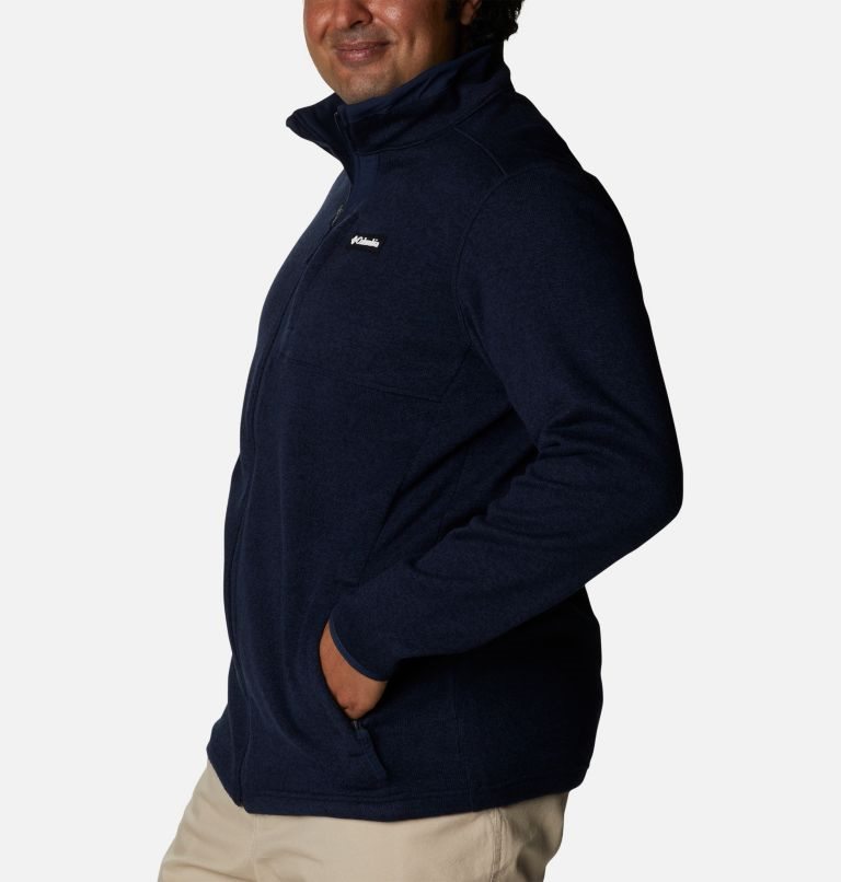 Men's Columbia Sweater Weather Full Zip Fleece Jackets Navy | Plus Size CA-Q0586